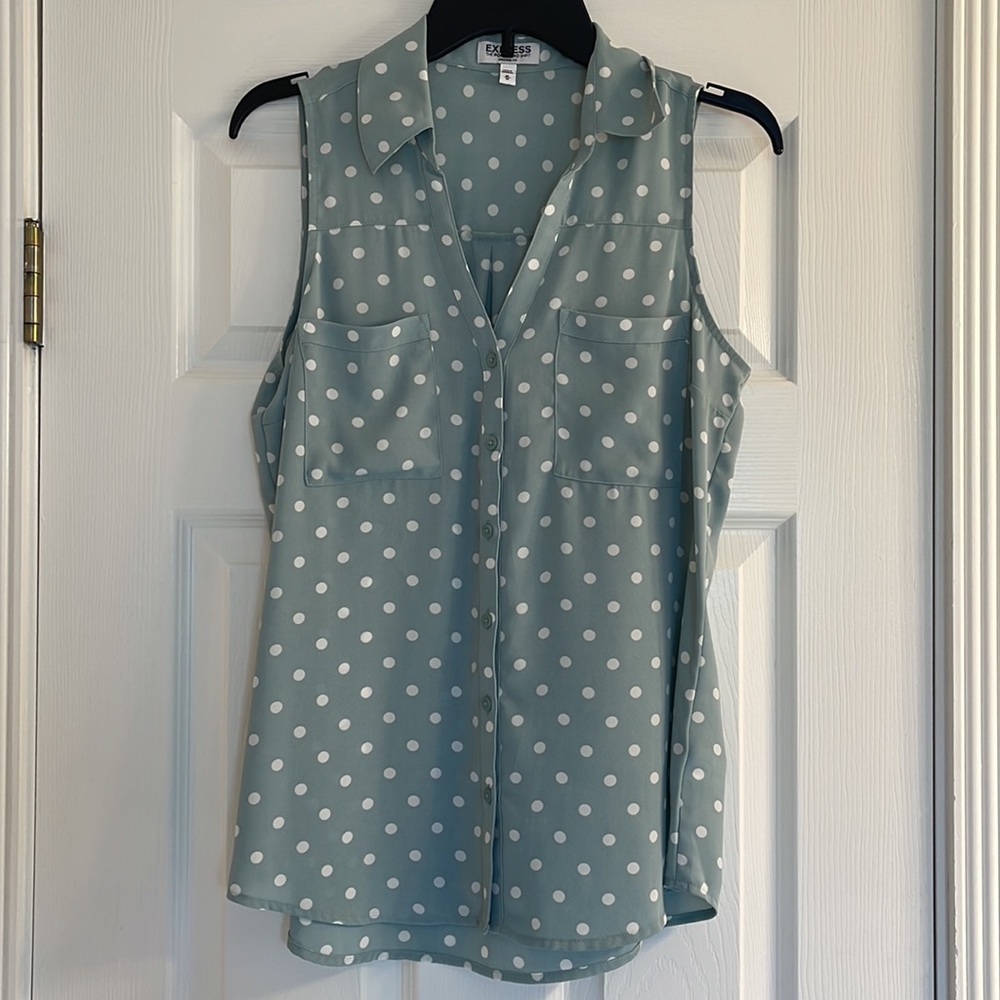 Express Polka Dot Sleeveless Blouse